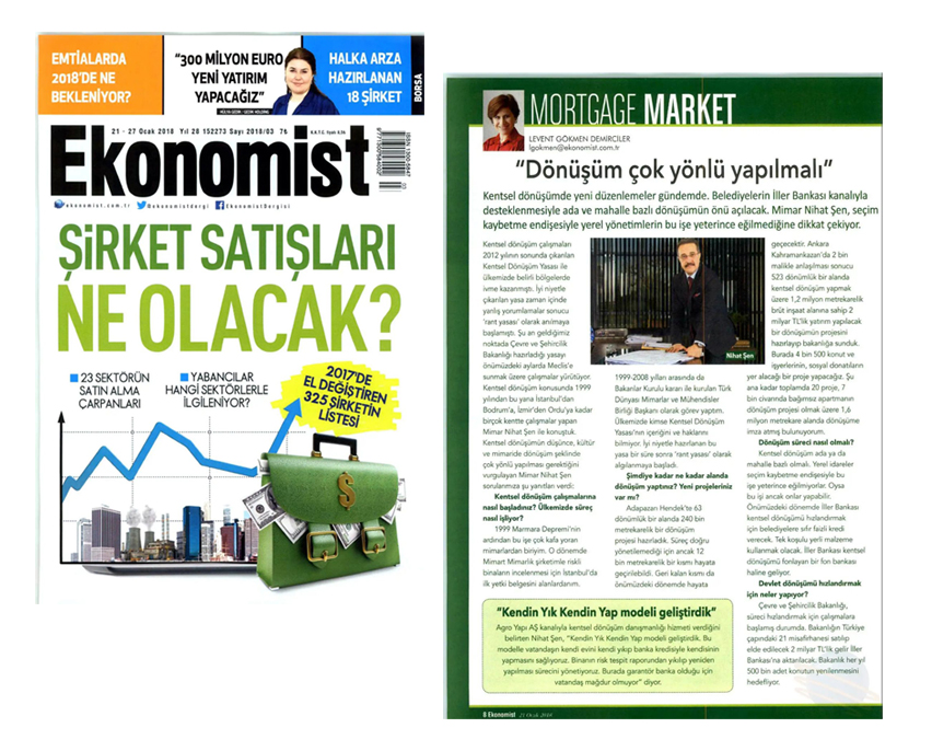 Ekonomist dergisi 21/27 Ocak sayısında kentsel dönüşümle ilgili açıklamalarda bulundum.